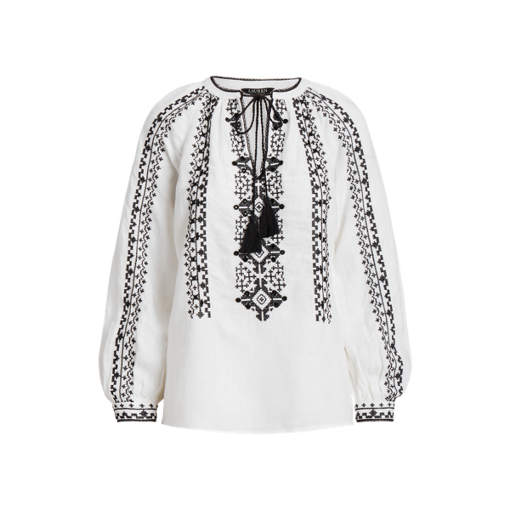 Embroidered Linen Blouse by Ralph Lauren Size Medium petite